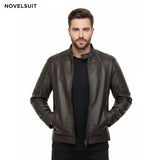 OEM Men's Stand Collar Leather Jacket Motorcycle Lightweight Faux Leather Coat
