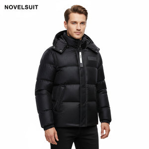 OEM Waterproof Winter Coat Thickened Shiny Hooded Custom Puffer Jacket Men