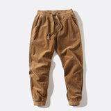 ODM Men's Casual Baggy Corduroy Pants Stylish Comfortable Elastic Waist Drawstring Trousers