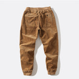 ODM Men's Casual Baggy Corduroy Pants Stylish Comfortable Elastic Waist Drawstring Trousers