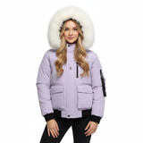 ODM Winter Extra-thick Padded Bomber Jacket Zipper Detachable Fur Collar Streetwear Style Jacket
