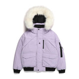 ODM Winter Extra-thick Padded Bomber Jacket Zipper Detachable Fur Collar Streetwear Style Jacket