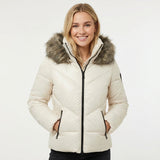 ODM Women's Winter Fashion Fur Puffer Jacket Short Button Hooded Coat Zipper Windbreak Solid Puffer Jacket for Women